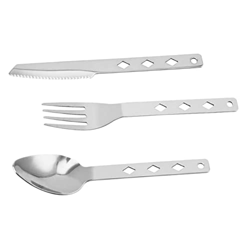 1 Juego Juego De Cubiertos Para Acampar Palillos Portátiles Con Estuche Cubiertos De Camping Tenedor Cuchara De Camping Utensilios Para Acampar Silver Acero Inoxidable Yardwe