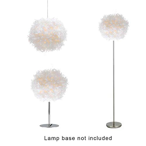 Waneway Feather Lamp Shade For Ceiling Pendant Light, Lampshade For Table Lamp And Floor Lamp For Living Room, Bedroom, Wedding Or Party Decoration, Diameter 11.8 Inches, White #TOP3