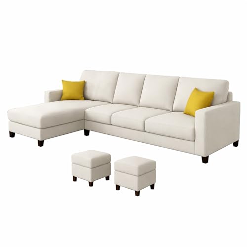 Image of Casaliving Rolando Seater L Shape Sofa Set for Living Room Left Side (Cream, 6 Seater - LHS)