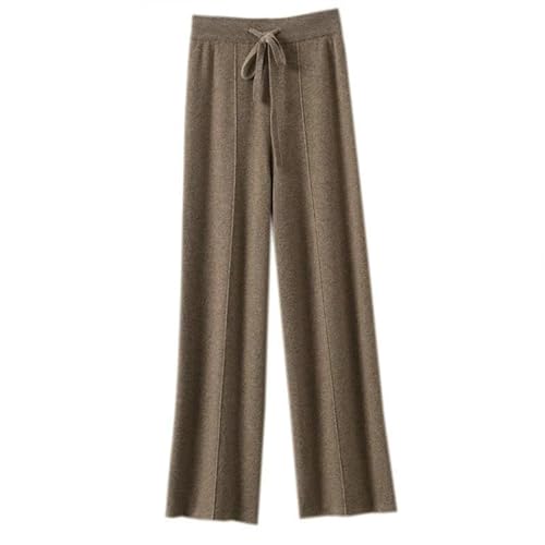 Women's High Waist Knit Wool Wide Leg Pants Straight Loose Cashmere Soft Solid Color Merino Wool Trousers2