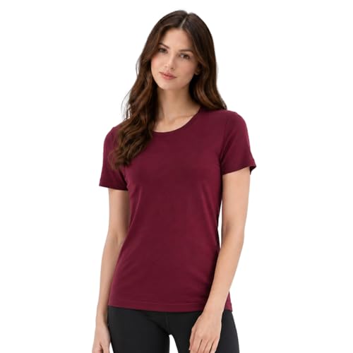 Merino Protect 100% Merino Wool T Shirts Women Crew Neck Tops Short Sleeve Odor Resistance Base Layer Travel Hiking Tee Shirt
