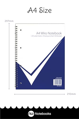nu: A4 White Wirebound Notebook | Stationary, Office, School Notebook | Writing Pad | Gloss Card Notebook | 50 Pages | Pack of 3 | Office Range - Image 2