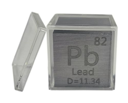 Image of 1.5 inch 38.1mm Lead Plumbum Metal Cube Pb up to 99.9% Pure Periodic Table Element Engraved Density Collection Science Education Display Block Cube + Acrylic Case Box - 1PC