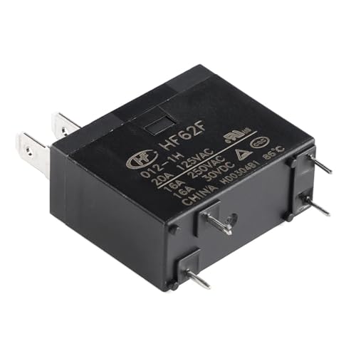 Relé HF62F 12V de alta potencia con 4 pines y capacidad de hasta 20A para placas de circuito