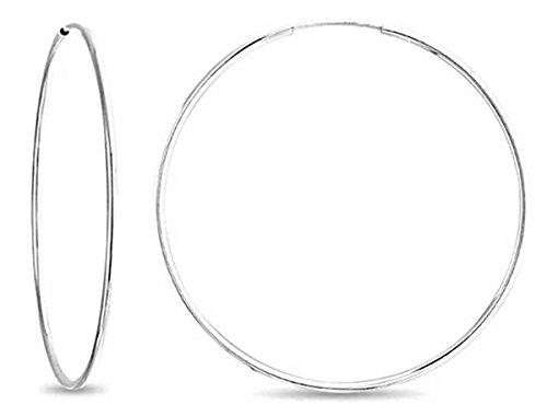 FANTOM Hoop 925 Sterling Silver Earrings. 30mm - 1.20 Inch Diameter Made in Italy