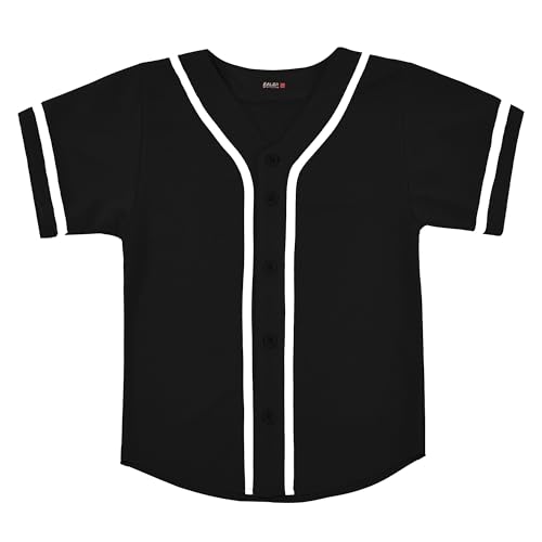 EALER BJK80 Series Kids Baseball Jersey Softball Jersey Button Down Shirts Black Size 8T