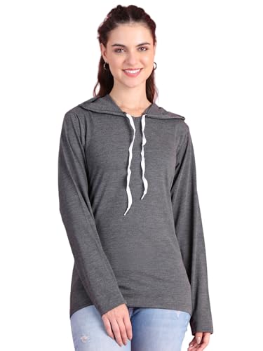 Image of Mack Jonney Cotton Blend Full Sleeve T-Shirt with Hoodie for Women-VJ-FSTWH-01