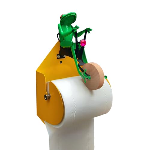 Toilettenpapierhalter Mit Frosch Auf Dem Einrad, Verstellbarer An Der Wand Montierter Froschrollenhalter, Papierhandtuchspender Mit Frosch-Design Für Die Küchentoilette