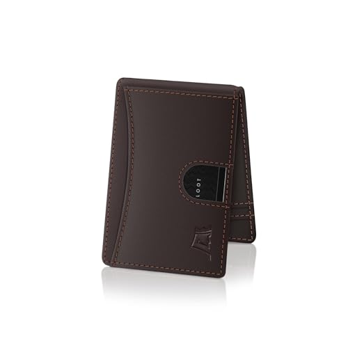 Image of Kings Loot Money Clip Slim Minimalist Wallet for Men - RFID Blocking Leather Design with Money Clip - Front Pocket Bifold Holds 12 Cards - Stylish & Compact Wallets (Truffle)