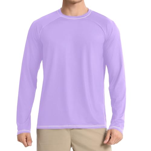 Senderismo manga larga protección UV camiseta holgada morada de hombre