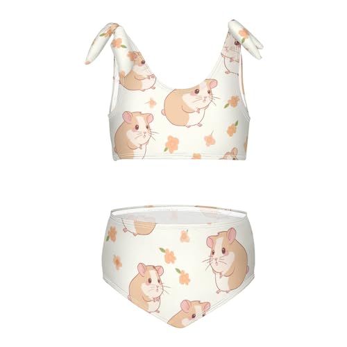 Girls' Bikini Set, Cute Little Hamster Kids Swimsuit 2 Pcs Beach Bathing Suit