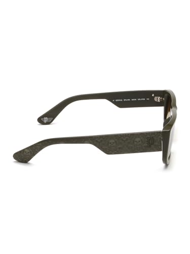 Image of POLICE | 100% UV protected | Unisex | Large | Full Rim | Rectangular | Frame: Shiny Dark Olive Polycarbonate | Lens: Brown Gradient CR39