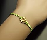  Armreifen Pfote Tatze Abdruck Hund Wolf Bär Katze Pfotenabdruck Armband grün golden Juvelato
