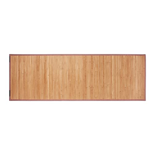 Relaxdays Bambusmatte, 61x182cm, feuchtigkeitsresistent, rutschfest, Bambus Fußmatte Bad, Flur, Küche, Badteppich, Natur