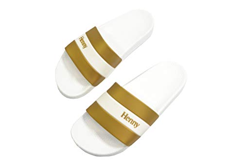 Henny Stripe Slides White Gold Slip On Men's Sandals2