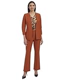 Calvin Klein Women's 3/4 Ruched Sleeve Sleeve Blazer, Terra, 8