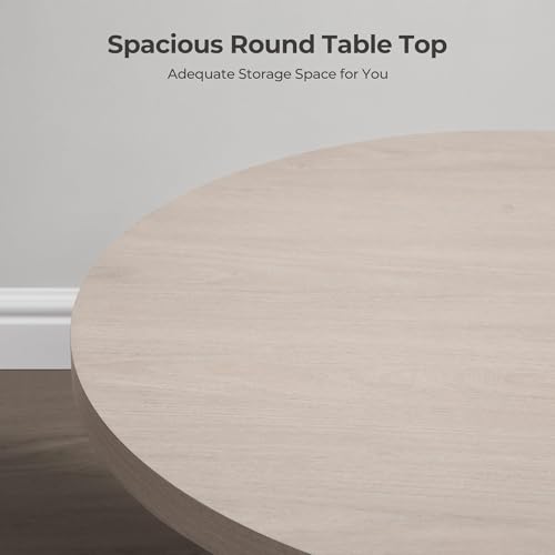 Image of SICOTAS 32 inch Modern Round Coffee Table, Mid Century Fluted Coffee Table with Storage, Accent Center Table for Living Room, Small Space, Apartment, White Alder