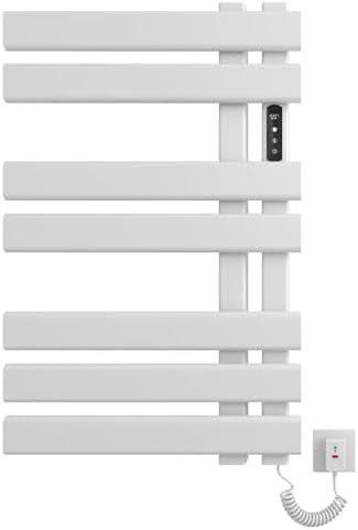 Radiador Toallero Eléctrico, Toallero Baño Radiador Blanco, 450x720 mm Calentador de Toallas Inteligente a Temperatura Constante, Secador de Toallas, Temperatura Ajustable-White Right