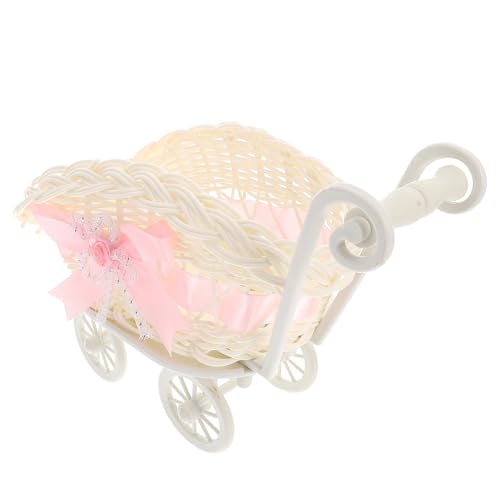 Carrito para regalos decorativo y cesta tejida de bodas