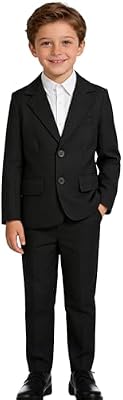 LOLANTA Boys Suit Tuxedo Jacket Wedding Ring Bearer Outfit (Black 6-7Y)