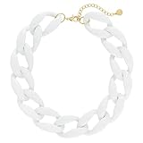 Firstmeet Chunky Acrylic Necklace Smooth Chain Link Cool Statement Choker Cuban Style Jewelry Gift for Women(XL-1118-White)