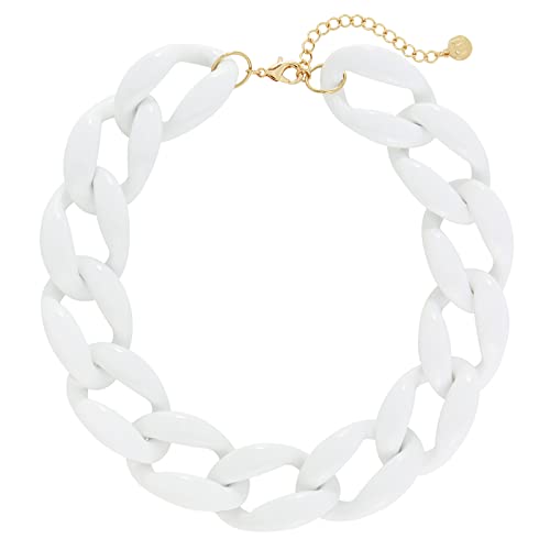 Firstmeet Chunky Acrylic Necklace Smooth Chain Link Cool Statement Choker Cuban Style Jewelry Gift for Women