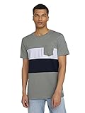 TOM TAILOR Denim TOM TAILOR Denim Herren 1025601 Colorblock T-Shirt, 10767-Greyish Shadow Olive, XL