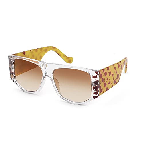 FEISEDY Retro Square Flat Top Irregular Sunglasses Thick Frame Men Women UV400 Glasses B4041