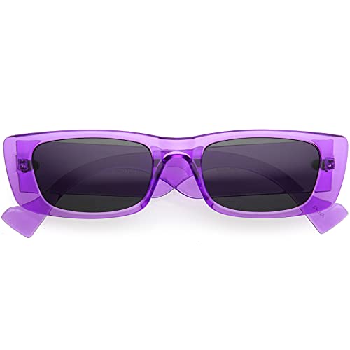 zeroUV - Neon Retro Wide Square Flat Lens Chunky Rectangle Sunglasses D264