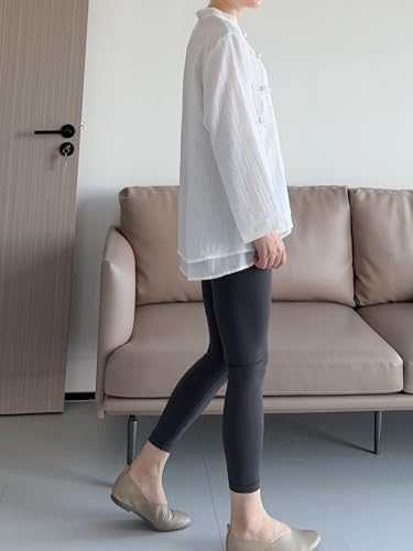 Minibee Women's 3/4 Length Sleeve Tops Cotton Linen Button Down Shirts Chinese Frog Casual Blouses3