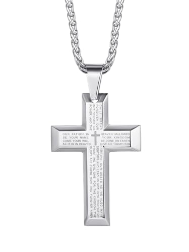Collana Croce: Collana originale con Bibbia incisa. E' bello, semplice ma elegante. Porta con te la tua fede.