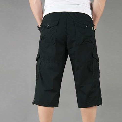 JEShifangjiusu Men's Stretch Capri Long Cargo Short 3/4 Utility Cargo Shorts with Multi Pockets Casual Short Below Knee4