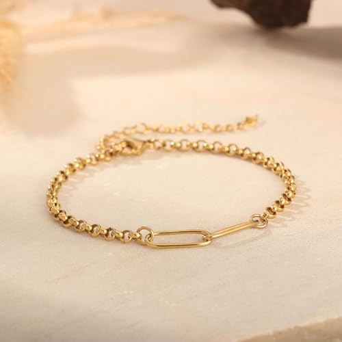 Stainless Steel Link Bracelets for Maid of Honor Bridesmaid, 18K Gold Plated Bracelet Friendship Couples Gifts for Bestie Best Friend2