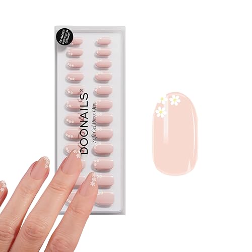 DOONAILS Soft Gel Press On Nails 30er Set Flower Power abgerundete Form Blumen Nägel zum Aufkleben Full Cover in Salonqualität Fake nails soft gel medium Natürliches & angenehmes Tragegefühl