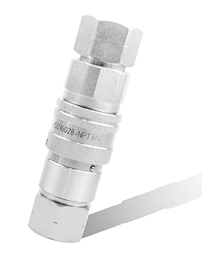 Image of 3 /4 inch NPT Skid Steer Flat Face Hydraulic Quick Connect Couplers with Dust Cap Fits for LX-FF Series, ISO16028 Standard