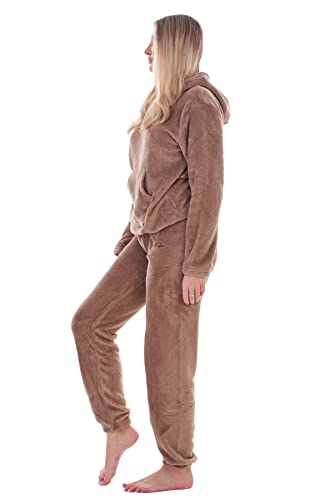Image of SHAPERX Pajamas Set for Women With Hoodies Soft Comfy Fleece Pjs Pullover Pants Loose Plush Sleepwear Fuzzy Hoodies Loungewear for Winter Pack of 1