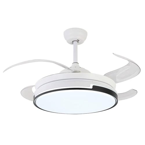 Nueva versión mejorada, ventilador de techo acrílico tricromático con atenuación, luz LED moderna con control remoto, lámpara de araña con aspas de ABS para dormitorio, sala de estar, comedor, ofi
