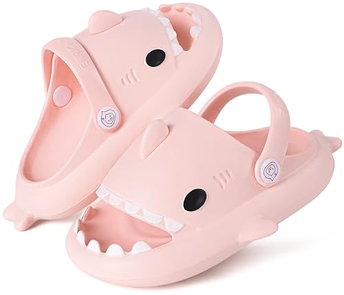 KVbabby Cloud Shark Slides for Kids Toddlers Girls Boys Novelty Open Toe Sandals Cute Shower Pillow Slippers with Thick Sole for Outdoor Indoor Pink 9-10 Little Kid