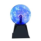 DELIPOP 6 Pouces Boule de Plasma, Lampe de Sphère Magique Sensible au Son et au Toucher, Flash Lampe à Plasma Sphère, Lumières de Nuit de Nouveauté de Lumière Bleu