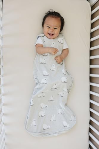 Image of Woolino Merino Wool & Organic Cotton Baby Sleep Sack 2-24 Months - Ultimate 4-Season Baby Sleeping Bag, Universal Size Wearable Blanket, 2-Way Zipper & Adjustable Fit, Year-Round Use - Polar Bear