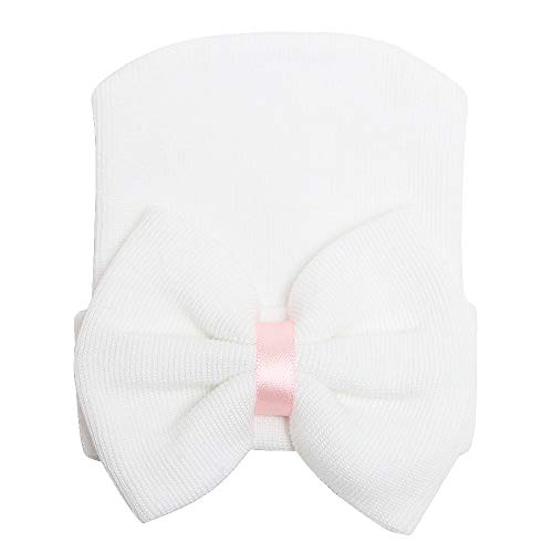 Zando Newborn Hospital Hat Toddler Beanie Baby Boy Girl Knot Headbands With Big Bows Infant Baby Nursery Caps White & Blue & Pink & Pink Blue White One Size #TOP1