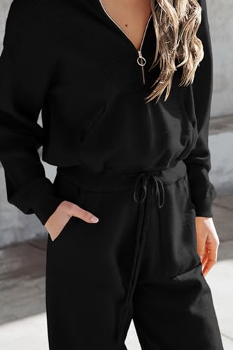 PRETTYGARDEN Women's 2 Piece Sweater Set Pullover Zip Up Sweatshirt Jogger Sweatpants Tracksuit Casual Outfit 6