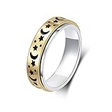 LuckyAmor Angstring für Frauen, Spinnerringe: rotierende Ringe aus Edelstahl, 6 mm...