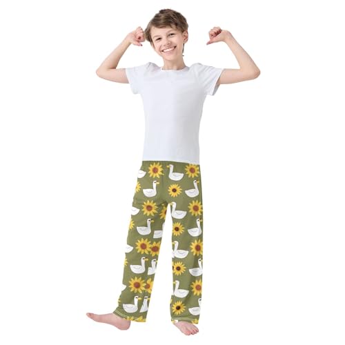 Duck and Sunflower Boys Pants for Kids Jogger Pants with Pockets S-XL2