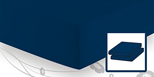 Preisvergleich Produktbild schlafgut Elastic-Jersey Spannbetttuch / Spannbettlaken 90x220 bis 100x220, Marine