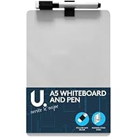 A5 Whiteboard & Pen - with Magnetic Fixing Strips | Small Mini Dry Wipe Board for Work Notes | Portable Magnetic Whiteboard Wall Board for Kids