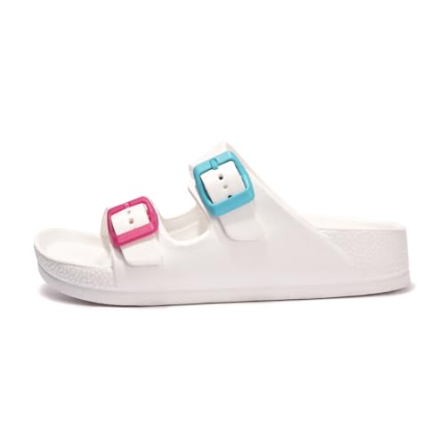 Image of FUNKYMONKEY Kids EVA Slides Waterproof Slip-on Pool Sandals for Boys Girls | Lightweight Plastic Sandals with Adjustable Double Buckle, Boys Girls Comfortable Non-slip Summer Shoes for Beach, Daily Wear