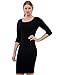 TAM WARE Women's Classic Slim Fit 3/4 Sleeve Knit Dress TWCWD050N-BLACK-M