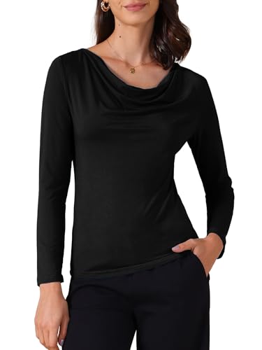 T-shirt doux à manches longues pour femme avec col bénitier élégant