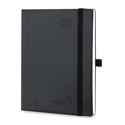 POPRUN Kalender 2026 2027 Wochenplaner (Aug.2026-Dez.2027) Softcover mit PU-Leder, ca. A4 (26,5 x 21,5 cm), 17-Monate-Terminplaner 1 Woche 2 Seite